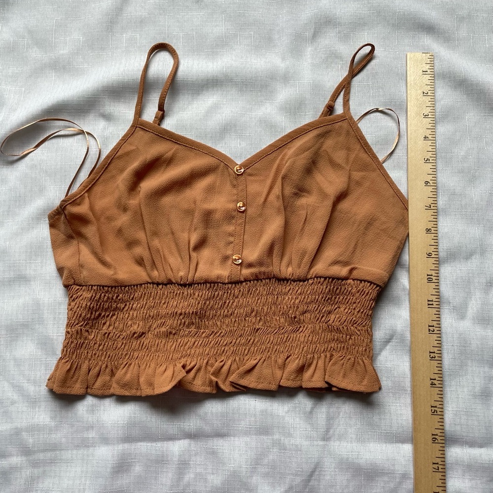 Women’s Tan Crop Tank with Spaghetti Straps Size Medium #Gypsy #Boho Hippie